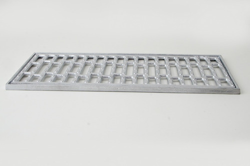 Ralo Linear 20x100cm Em Aluminio Fundido, Grelha Com Suporte