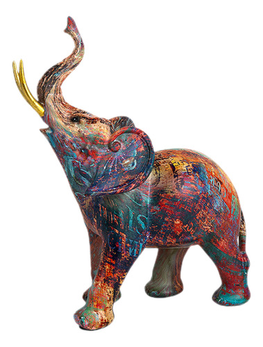 Figura De Elefante De Resina Con Adornos Artificiales