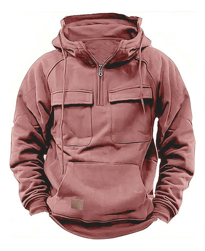 Hombres Sudadera Táctica Zip Cargo Pullover Sudaderas