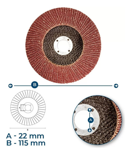 Disco De Desbaste Tipo Flap Gr60 115 Mm X 22 Mm