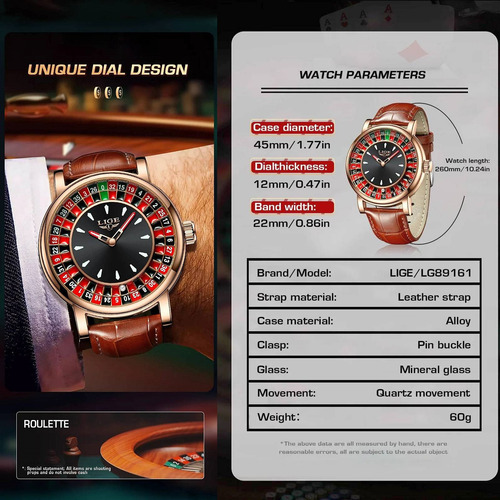 Relógio Roulette Luxo Cassino Roleta Elite Lige + Fichas