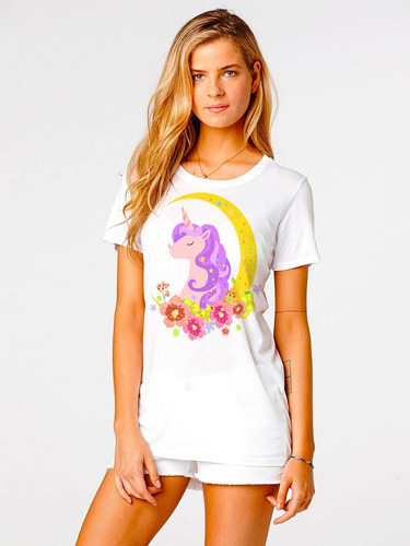 Camiseta Feminina Blusa Blusinha Camisa Baby Look Unicornio