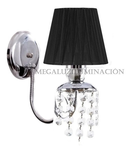 Aplique 1 Luz Sunshine Cromo C/ Pantalla Organza Apto Led