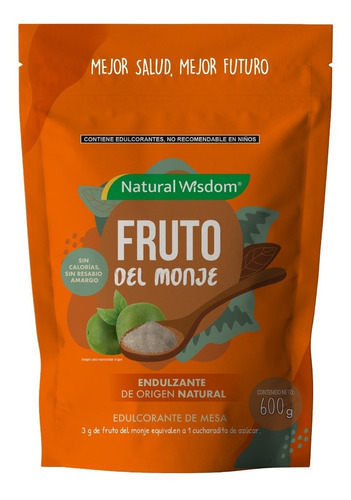 Natural Wisdom monk fruit endulzante natural fruto del monje eritritol 600g