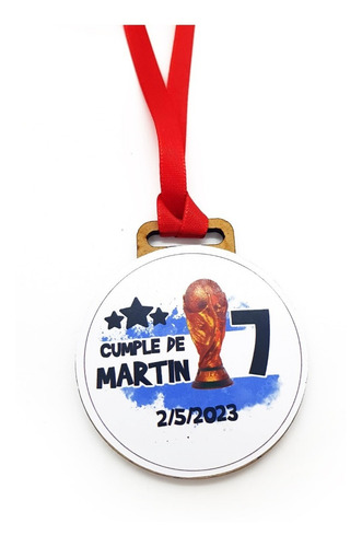 Medalla Mundial Argentina Trofeo Mdf + Cinta + Bolsita Mod1