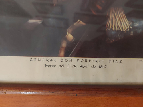 Porfirio Diaz Litografia Antigua Marco Original (Usado)