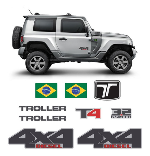 Kit Adesivos Troller T4 2015/2021 4x4 Diesel 3.2 6speed