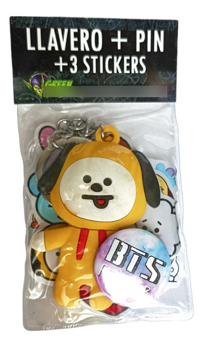 Pack De Llavero + Pin + Stickers  Bt21 Bts Kpop Corea Anime