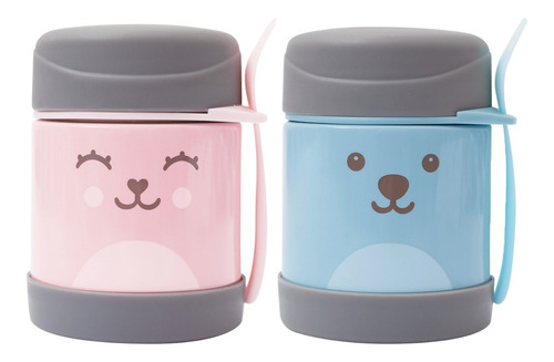 Imagem 6 de 6 de Pote Térmico Infantil Aço Inox Papinha Bebê 320ml C/ Talher