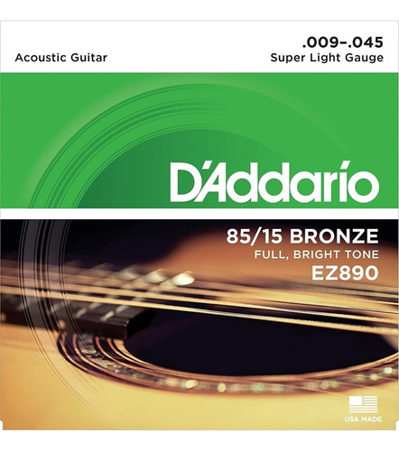 Daddario Ez-890 Cuerdas Guitarra Acústica 9-45 Envio Gratis