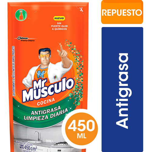Imagen 1 de 4 de Limpiador Liquido Mr Musculo Anti-grasa Repuesto X 450ml