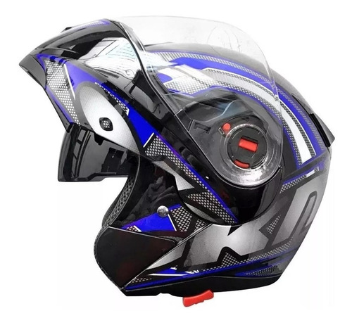 Casco para moto rebatible Okinoi OKN-10  negro con gráfica azul talle M 