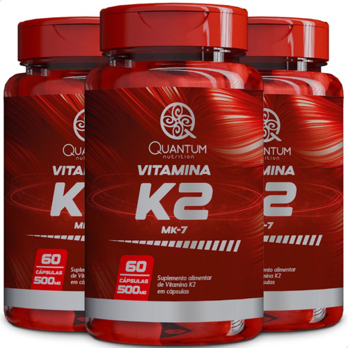 3 Potes Vitamina K2 Mk-7 Concentrada Kit 180 Cáps Quantum