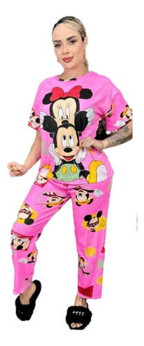 Pijama D´luz Disney Mujer Adultos Algodón  4 Piezas 