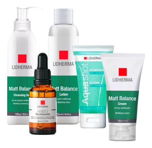 Kit Lidherma X5 Rutina Piel Grasa Niacinamida Salicílico