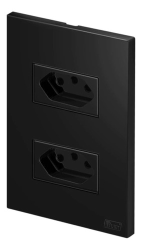 12 Tomada Dupla 20a Preta Fosca 4x2 Recta Blux Elétrica