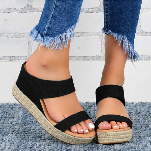 Zapatillas Para Mujer, Sandalias De Verano Con Punta Abierta