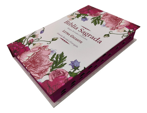 Bíblia Sagrada Rc Letra Gigante Com Harpa E Corinhos Capa Dura Floral Rosa Com Índice Lateral