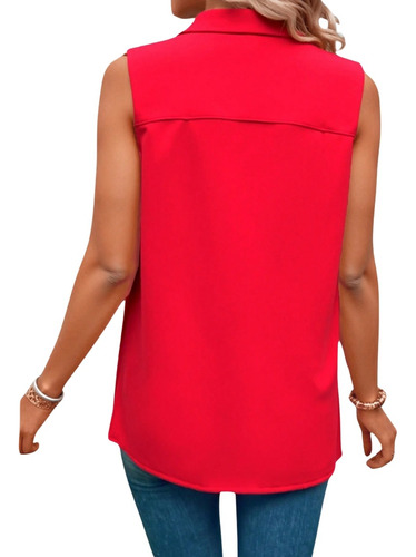 Blusa Cuello V Sin Mangas De Mujer