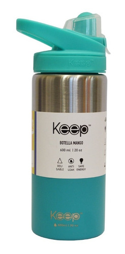 Botella Mango Metálica 600 Ml Colores Nueva & Original Keep