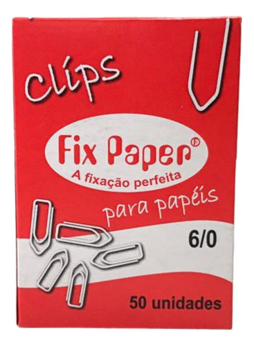 Clips Para Papel Galvanizado 6/0 Com 50 Unidades Fix Paper