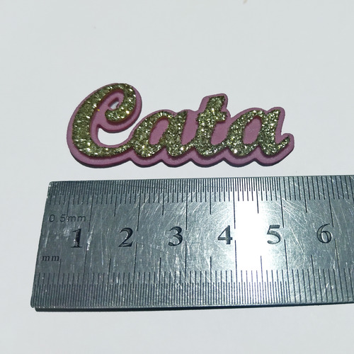 Pack Nombre 40 Ud. Goma Eva C/ Glitter Y Simple En Cursiva