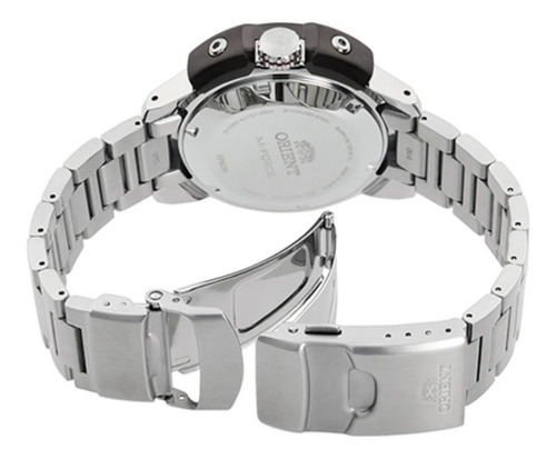 Reloj Orient M-force Automatic Diver 200m Ra-ac0l01b00b Color de la malla Plateado Color del bisel Negro Color del fondo Negro