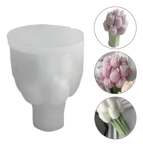 Molde Silicon Ramo Tulipanes Flor Rosas Vela Aromatica