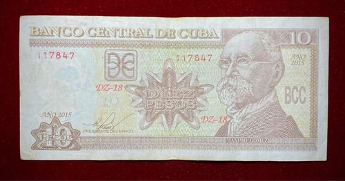 Billete 10 Pesos Cuba 2015 Reposición Pick 117 Qr Gomez