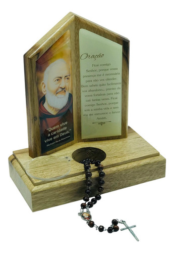 Oração De Mesa Com Porta Terço Padre Pio