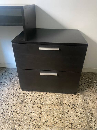 Escritorio Con Cajones Y Biblioteca - Ver Descripción Negro (Usado)