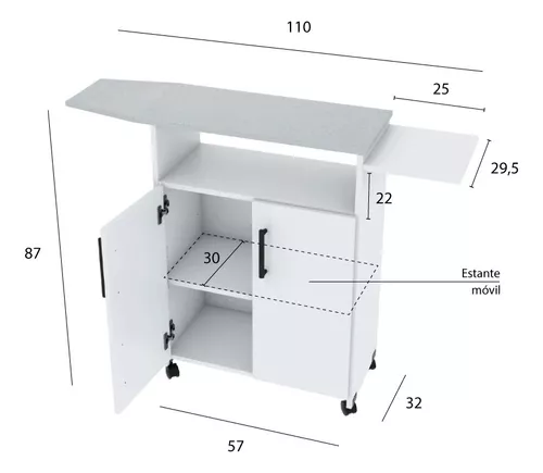 Ordenador de PLANCHADO con Ruedas, Cajon y Puerta