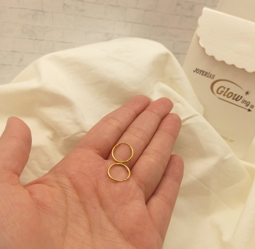 Aros Argollas Cubanitos Chicos 12mm De Oro 18k Nena Mujer