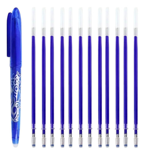 Kit Caneta Fantasminha Magica Tecido Apaga C/ Calor 12 Refis Tinta Azul Exterior Translúcido