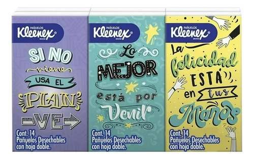 5 Pza Pañuelos Kleenex 6 Paquetes Con 14 Hojas Dobles C/u
