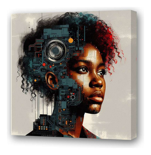 Cuadro 30x30cm Mujer Africana Digital Programacion M1