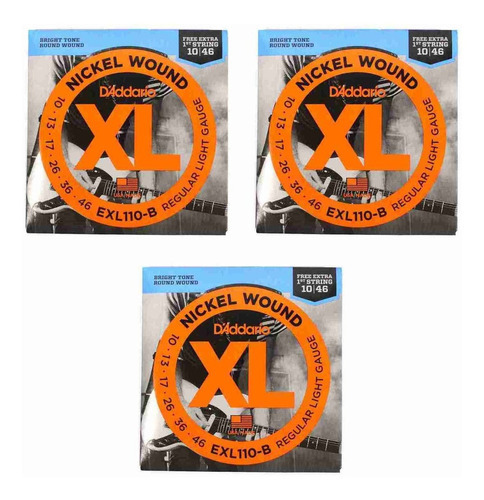 Encordoamento Para Guitarra D´addario .010 Exl110-b 03 Jogos