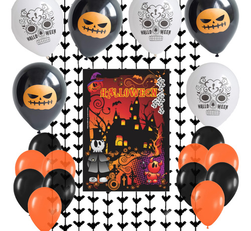 Combo Kit Halloween Ambientación Decoración Cotillon