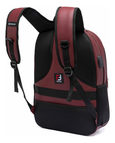 Mochila Executiva Faculdade Reforçada Notebook Usb Fone Cor Bordô Desenho Do Tecido Lisa