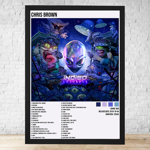 Cuadro Chris Brown Indigo Extended 30x40 Cm C434 Negro Clasico