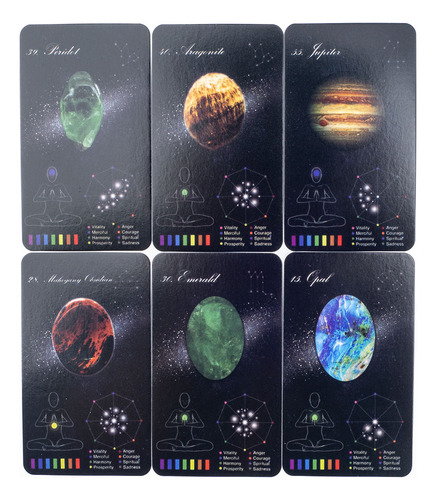 Cartas: Cristales, Cartas Curativas, 60 Mazos, Crystal Zodia