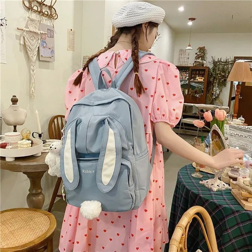 Mochila Escolar De Conejo Lindo Para Mujer Estilo Coreano A