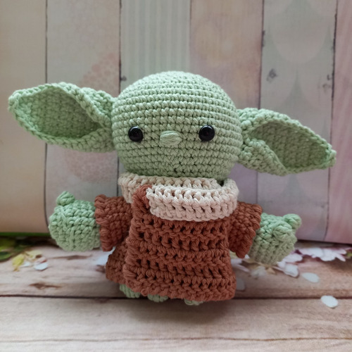 Grogu/bebé Yoda Tejido En Hilo Al Crochet