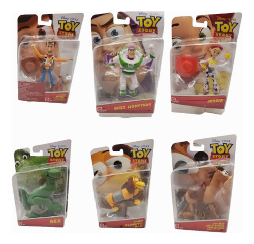 Kit 6 Figuras Toy Story Slinky Rex Buzz Woody Jessie Tiro