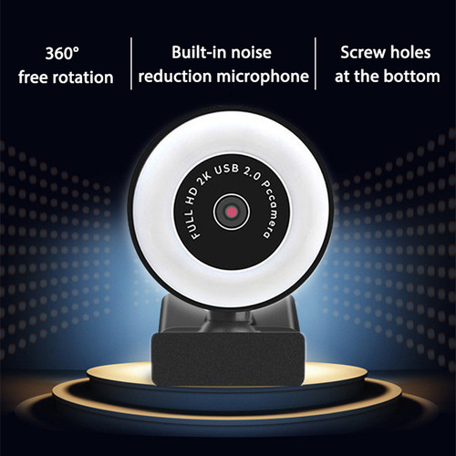 Cámara Web Hd Con Led Ajustable, Micrófono Y Rotación De 360