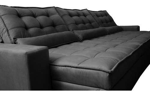 Sofá Retrátil e Reclinável Gold 3,82 com Molas Ensacadas Cama Inbox Gold Tecido Suede Velusoft Preto