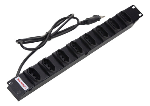 Régua 8 Tomadas Rack 19 Polegadas Cabo 3 Metros Fiolux Cor Preto 127/220V