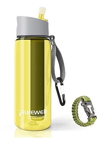 Purewell - Botella De Agua Con Filtro De 4 Tapas