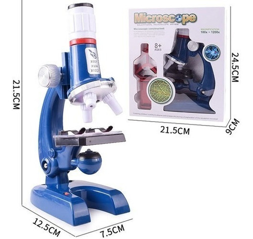 Microscópio Infantil Led 100x 400x E 1200x Suporte Celular
