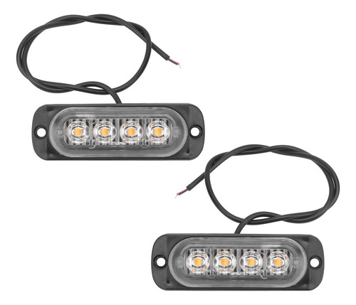Par Led Luz Grade Retangular Para Camionete 4 Leds Ambar